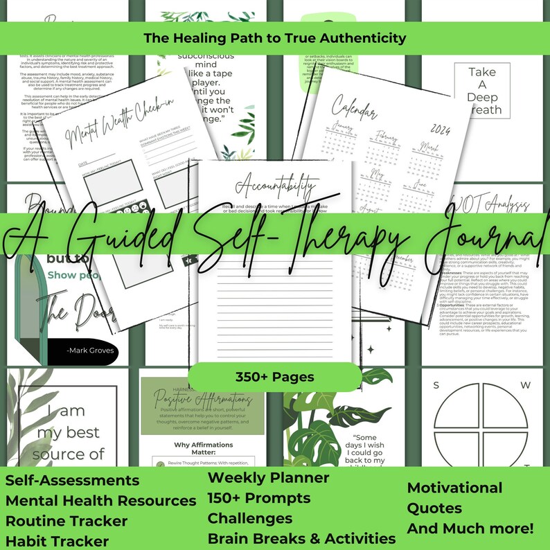 Guided Journal Bundle for Self-care Trauma Healing Accountability Authenticity Habit Tracker ...