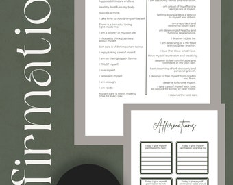 Affirmation Workbook: Self-Therapy Journal, Healing Prompts (Digital Download)