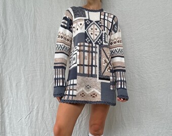 Vintage ‘90s cotton intarsia pullover / womens AU 10 (medium)