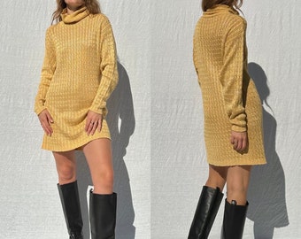 Vintage ‘90s metallic gold cable knit dress / womens AU 8-10 (sm-medium)