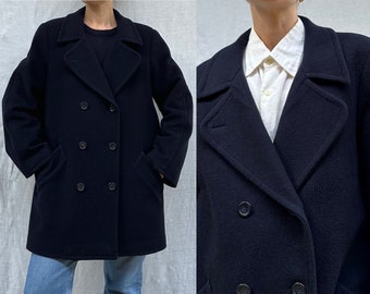 Vintage ‘90s navy cashmere wool blend peacoat / made in Australia / up to a womens AU 10 (up to a medium)