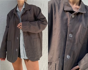 Vintage ‘90s grey cotton canvas chore coat / womens AU 12/14 (medium/large) men’s medium