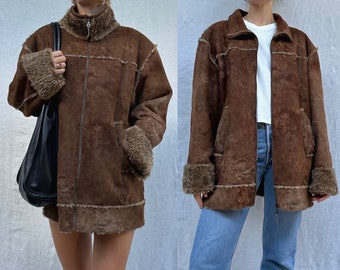 Y2k faux shearling zip jacket / womens AU 14/16 (large/xl) / mens medium-large