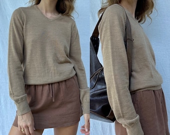 Maglione con scollo a V in misto lana fine Y2k / donna AU 6-8 (XS-Small)