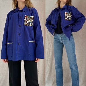 Chaqueta de trabajo de algodón vintage de los años 80 y 90 sin usar / renovada / 3 bolsillos / se adapta hasta una talla AU 12 de mujer (hasta una mediana/grande) / talla pequeña-mediana de hombre