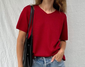 Vintage ‘90s silk ribbed knit tee / fits up to a women’s AU 10/12 (up to a medium/lge)