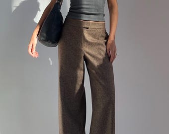 Y2k wool wide leg trousers / womens AU 12 waist 32