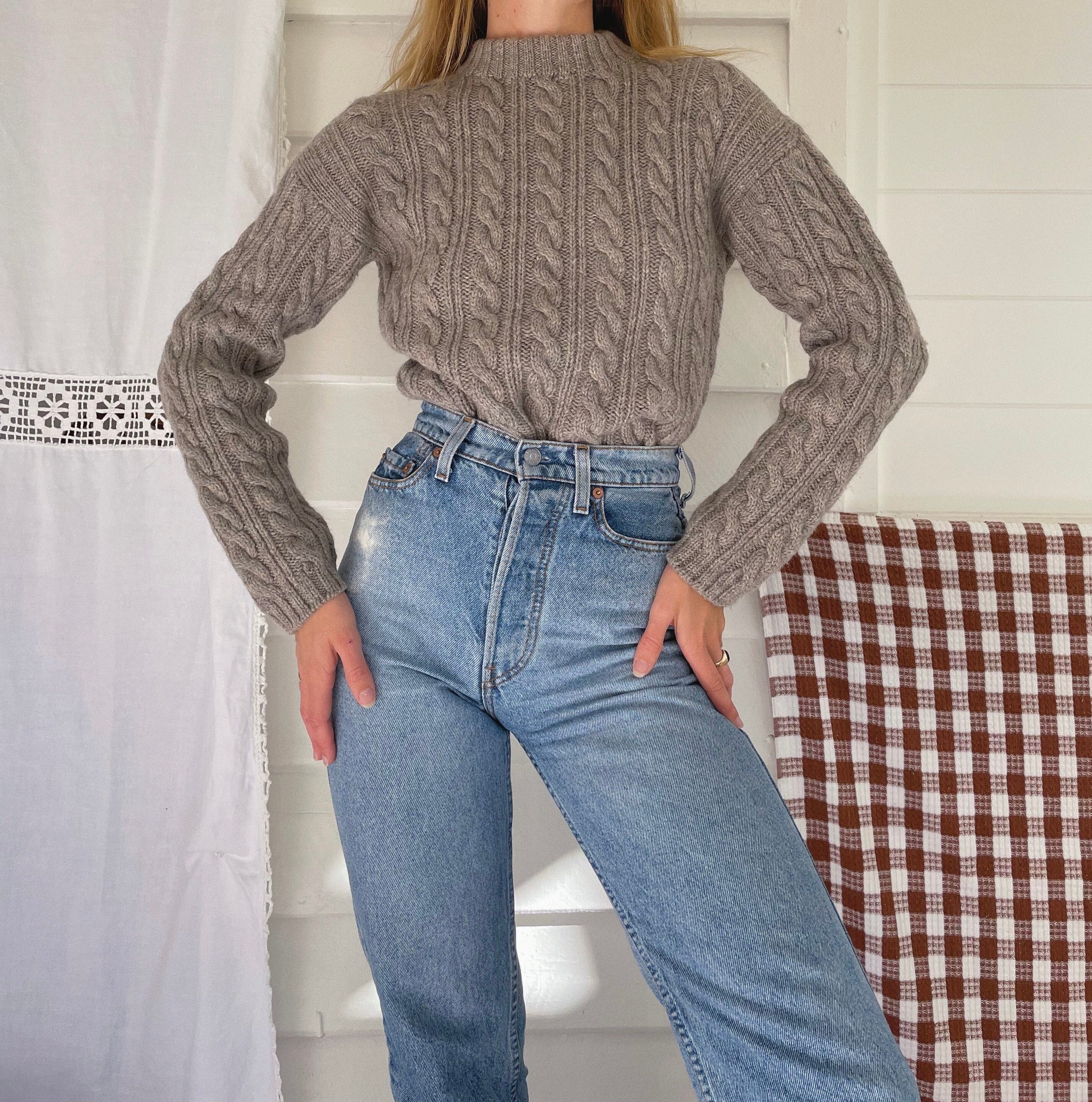 Vintage '90s Witchery Pure New Wool Cropped Cable Knit Jumper