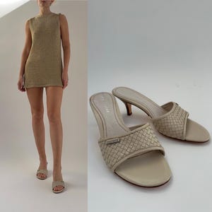 Vintage ‘90s y2k Annabelle woven leather mules / womens AU 9-9.5