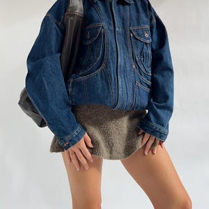 Vintage ‘90s denim bomber jacket / fits up to a large/xl
