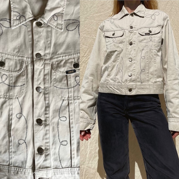 AMERI×Lee OVERSIZE DENIM JACKET WHITE Lee Women's Legendary Rider Denim Jacket, Bright White at