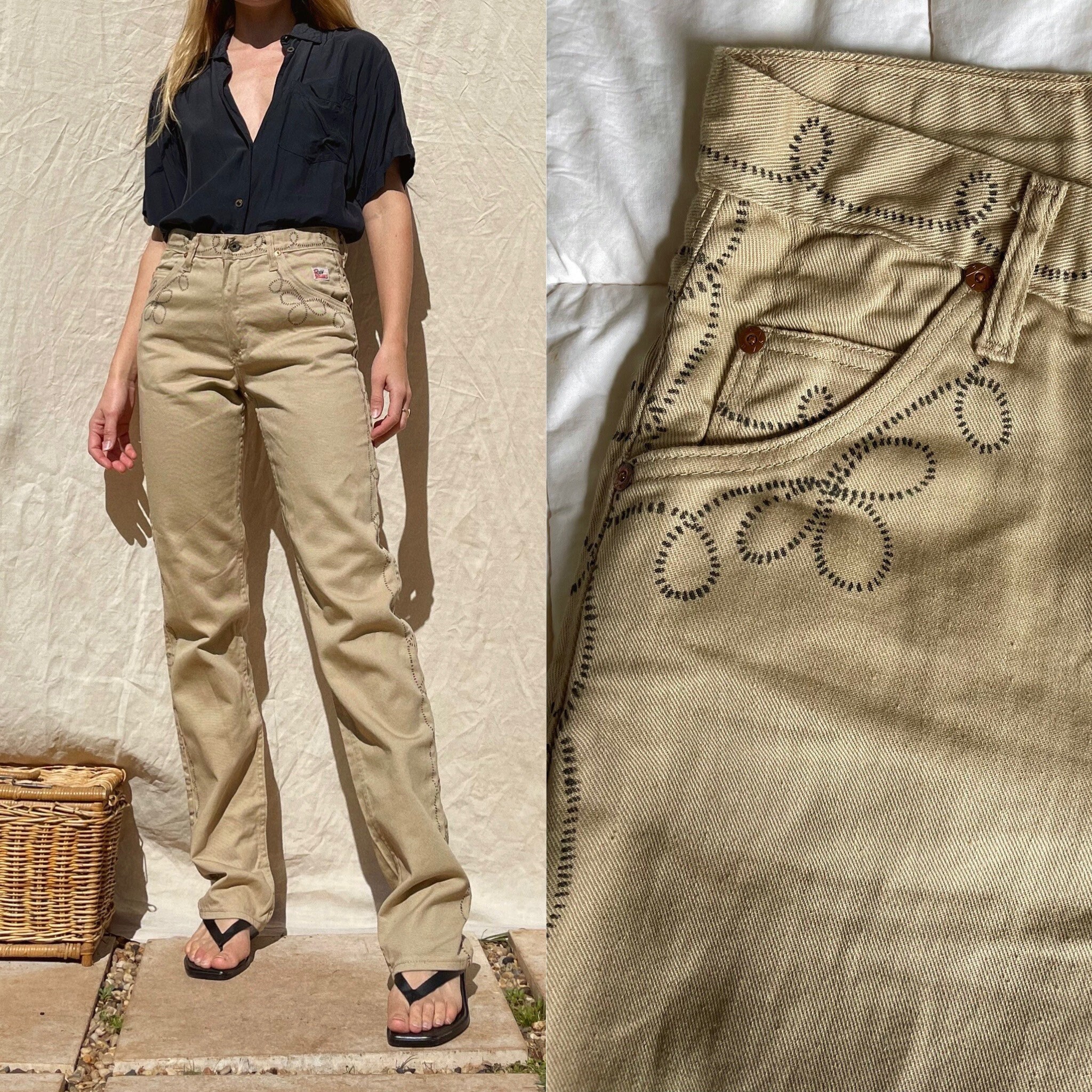 Vintage anni '70 Roy Rogers jeans a gamba dritta a vita alta