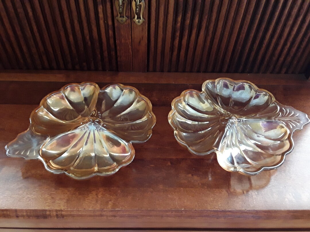 Carnival Glass 3leaf Candy Dishes Etsy