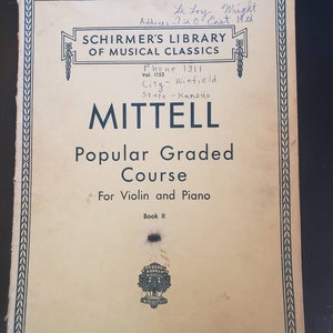 Vintage Music Book - Mittell Popular Graded Course For Violin and Piano.