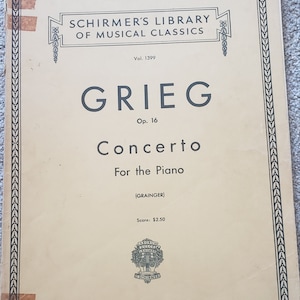 Vintage Piano Book - Grieg Concerto For the Piano