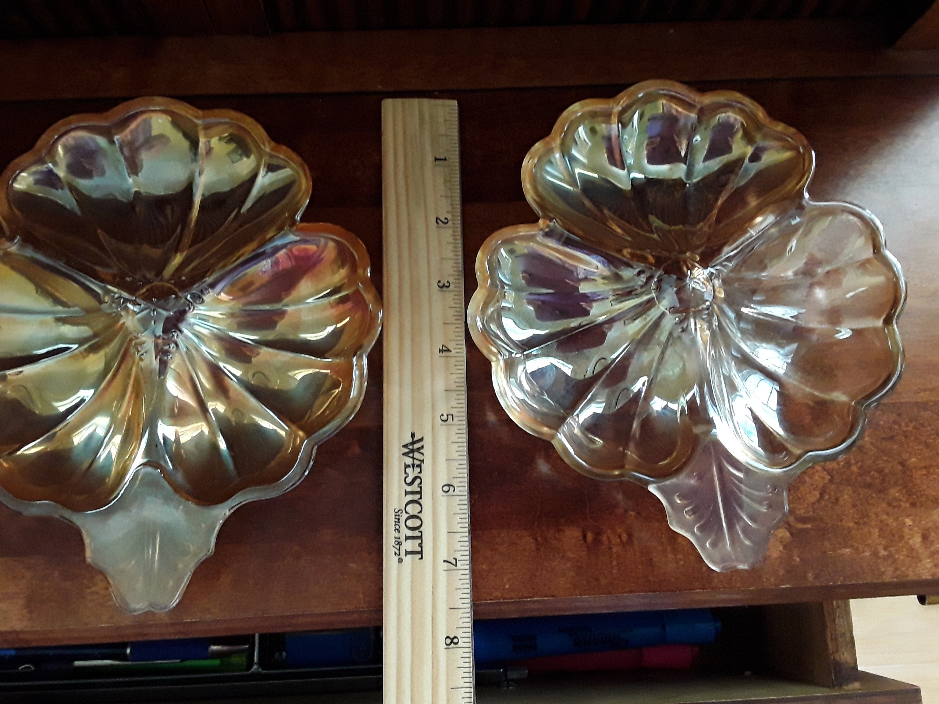 Carnival Glass 3leaf Candy Dishes Etsy