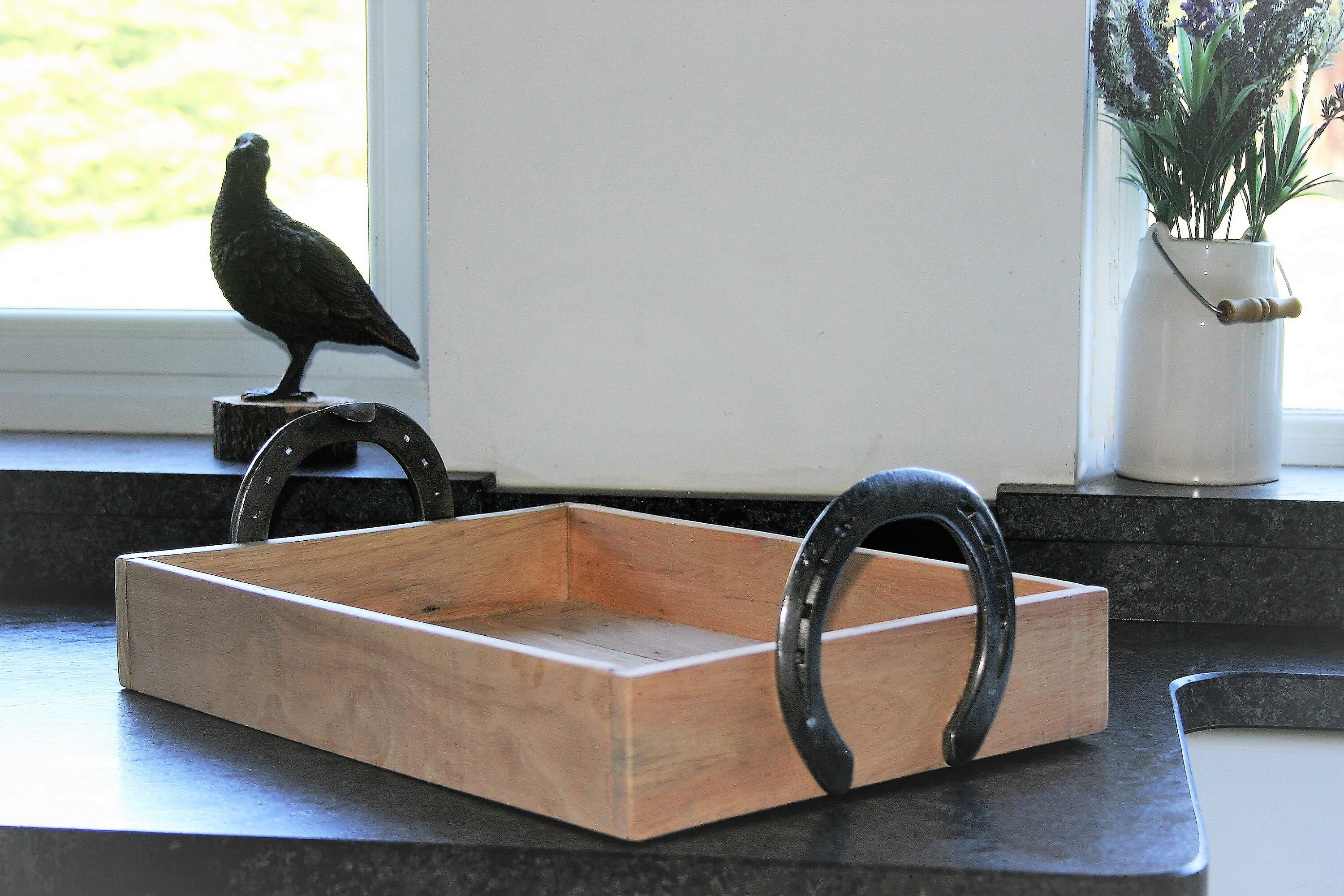 The Cheltenham Horseshoe Handle Wooden Serving Tray Etsy