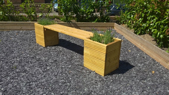 Large Garden Planter Bench Seat, Garden Bench Planter