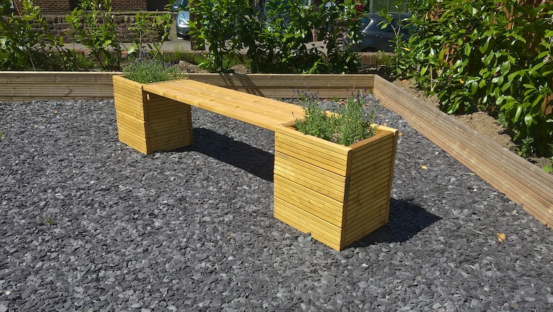 Large Square Decking Wooden Garden Planter Tub Bench Seat Etsy
