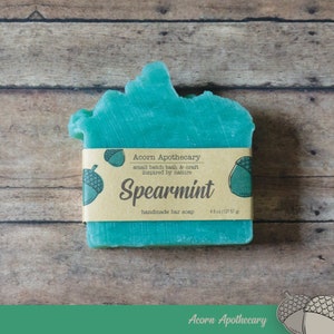 Spearmint Essential Oil Bar Soap, Handmade Vegan Soap, Natural Soap, Organic Soap, Gift for her, Gift for him, Minty Soap, Unisex Soap, Soap
