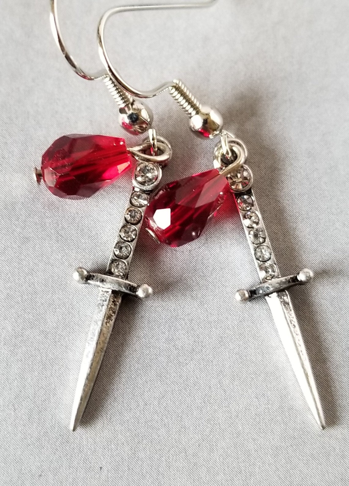 Dagger and Blood Drop Earrings Etsy