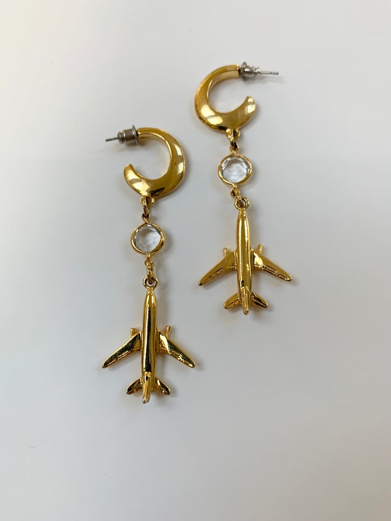 Vintage Airplanes Moons and Suns earrings - Swarov