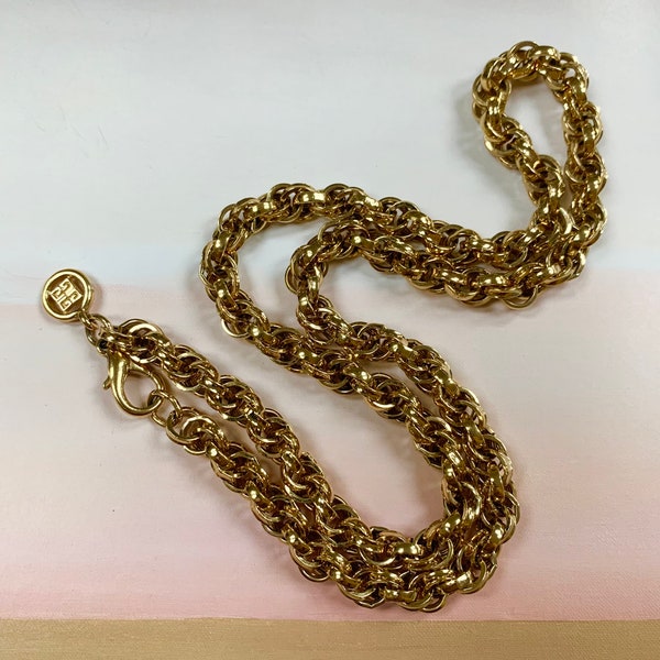 Vintage Givenchy Gold Tone Statement Long Necklace - 23 inches long - an unmistakable 90s look - great gift - fashion necklace