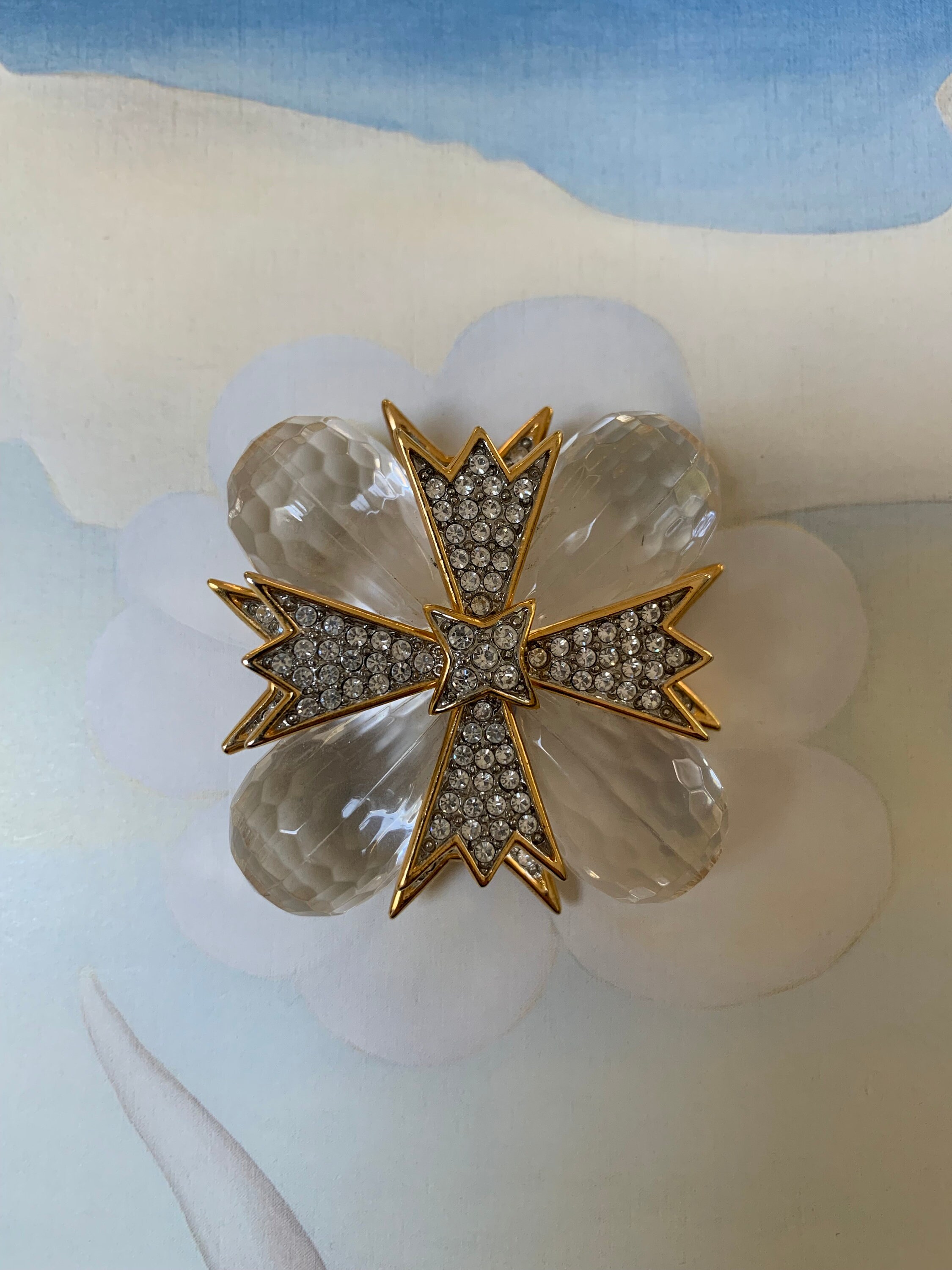 RARE Vintage Kenneth Jay Lane Maltese Cross Brooch Pendant -  Norway
