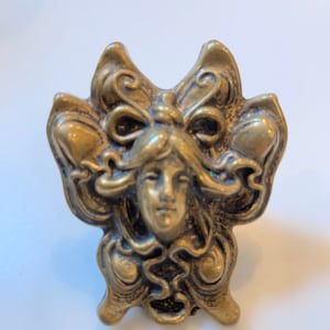 Art Nouveau Style Goddess Adjustable Ring - Boho Ring Goddess ring French design Hand Made vintage ring Long Hair art ring