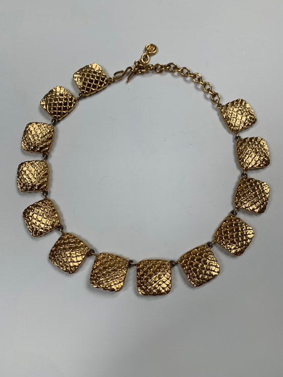 Vintage Givenchy Chunky Necklace in Gold squares -
