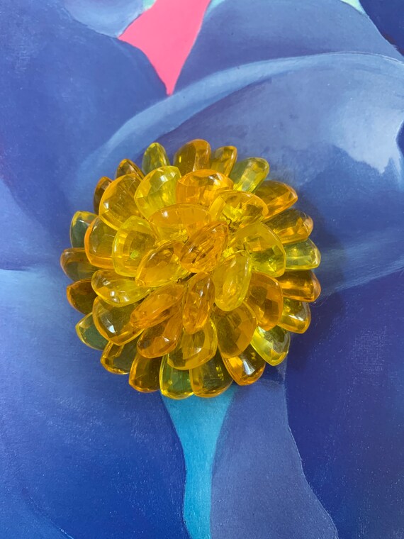 Large Yellow Flower Brooch - Statement crystal bro