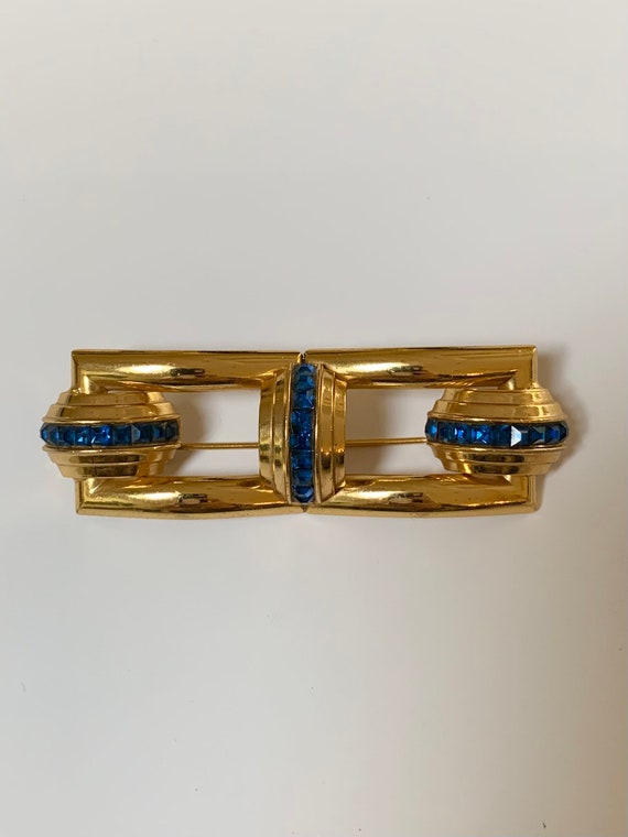 Stunning Vintage Retro MCM Brooch with blue rhines