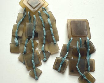 Incredible rare early Monies asymmetrical dangling modernist clip on earrings Signed statement earrings