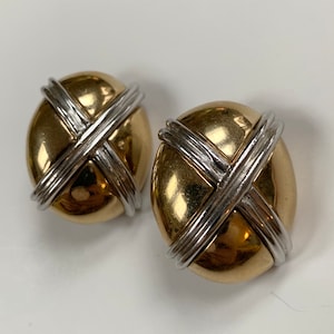 Vintage Ciner Gold and Silver tone Earrings - Stunning Classic Look - Perfect Gift - Statement Chunky Earrings