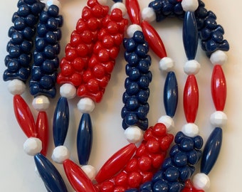 Super trouvaille du 4 juillet ! Collier patriotique rouge blanc et bleu vibrant - pur rétro Americana