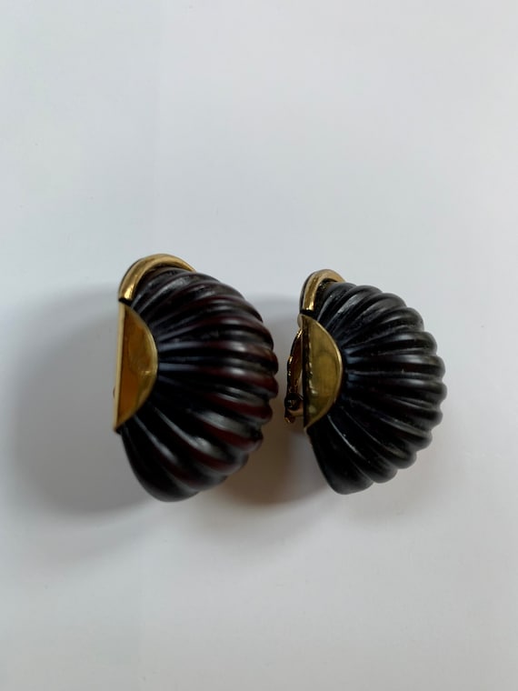 Stunning Fabrice of Paris chunky earrings - carve… - image 4