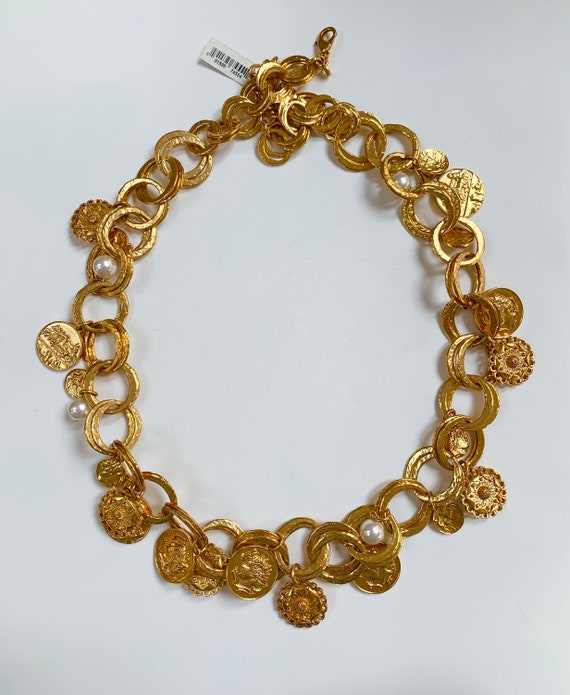 Buy RARE NWT Vintage Oscar De La Renta Coin Necklace With Pearls 36 Inches Long Stunning Vintage Find Made in the USA Online in India Etsy