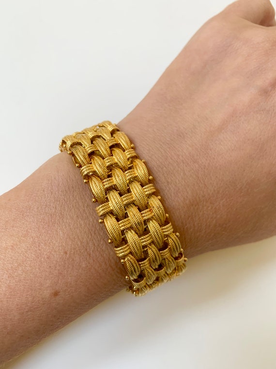 Stunning Italian Silver basket weave style bracel… - image 2