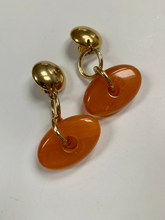 Modernist Italian earrings w chunky amber style lu