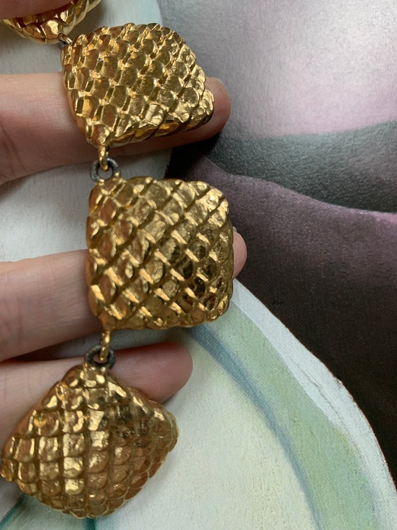Vintage Givenchy Chunky Necklace in Gold squares … - image 7