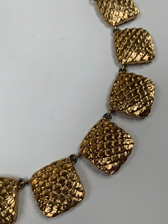 Vintage Givenchy Chunky Necklace in Gold squares … - image 6