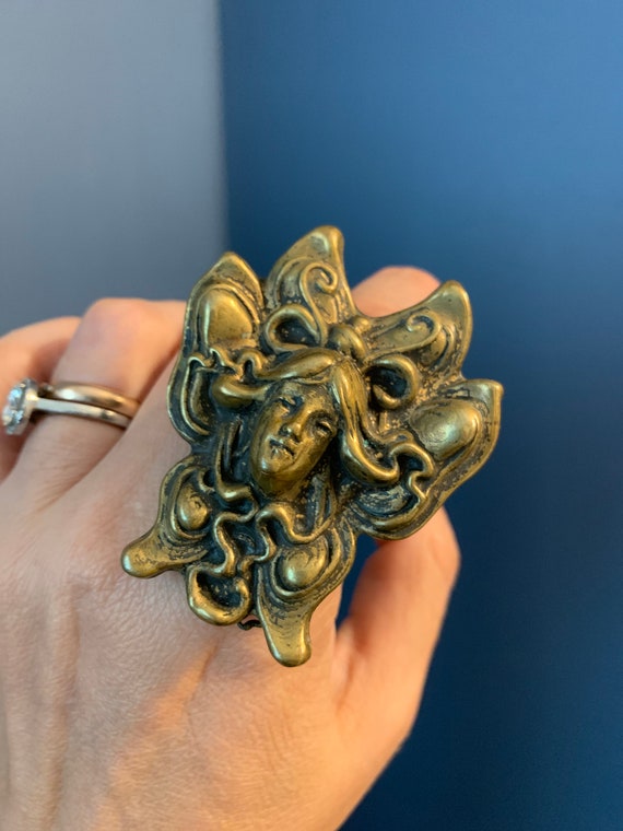 Art Nouveau Style Goddess Adjustable Ring - Boho R