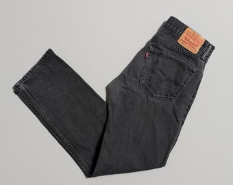 Vintage Levi's 505 Jeans Straight Leg Grey Black Denim Regular Fit W32 L34
