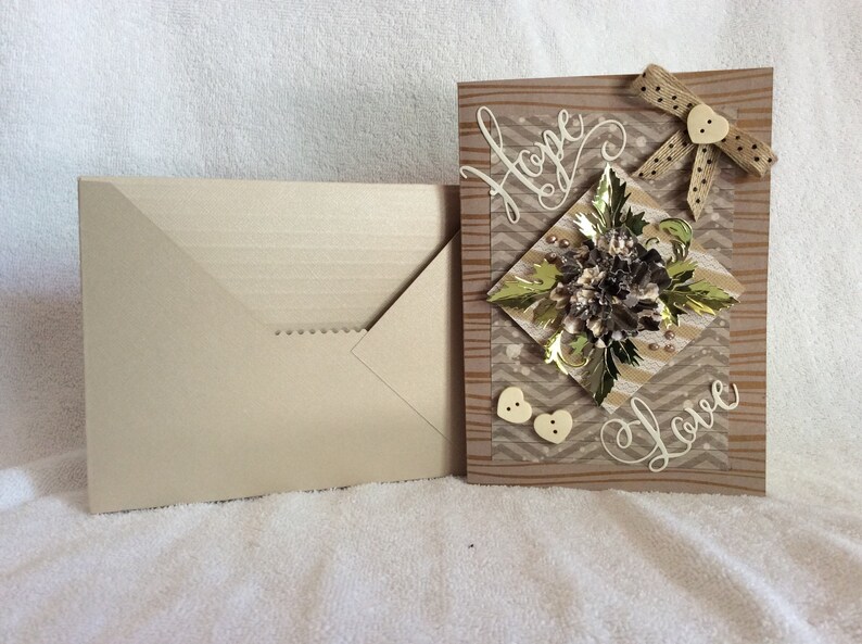 Handmade embellished Hope Love Wedding or Anniversary Card