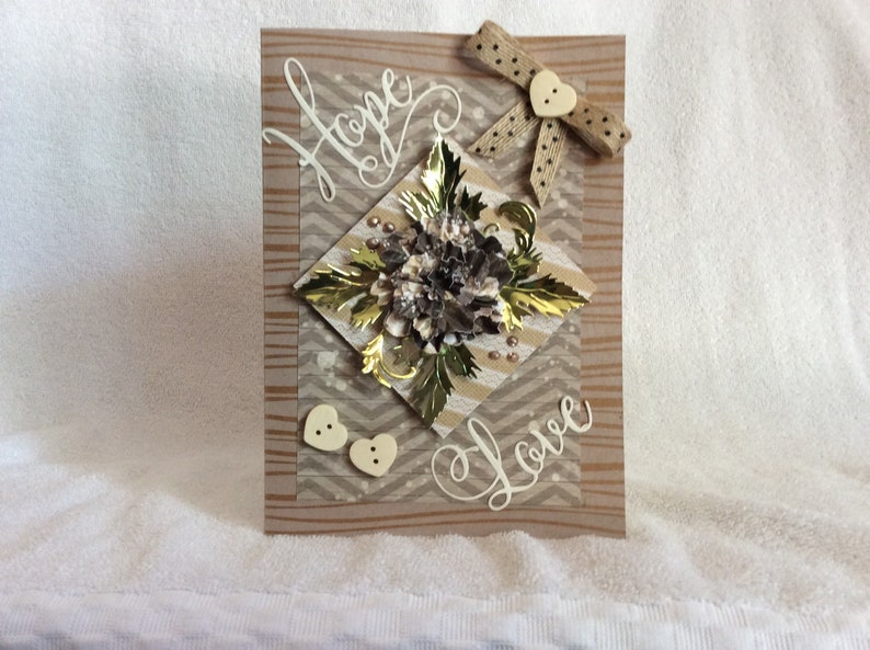 Handmade embellished Hope Love Wedding or Anniversary Card