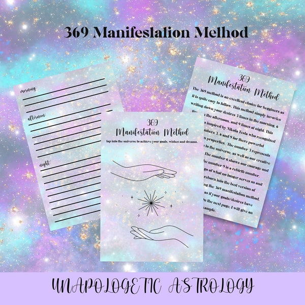 369 Manifestation Method Digital Download, Digital Journal, Digital Workbook, 369 Manifestation Journal, Manifestation, Manifestation Kit