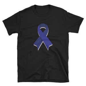 Camisa de concientización sobre el cáncer, camiseta con cinta azul oscuro / regalo de sobreviviente de cáncer / camiseta de concientización sobre el cáncer