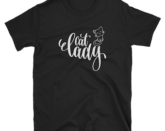 Kattdam T-shirt, rolig grafisk t-shirt, vuxenkläder