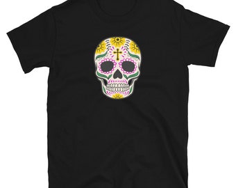 Camiseta Dia de los Muertos com caveira mexicana, design espanhol unissex