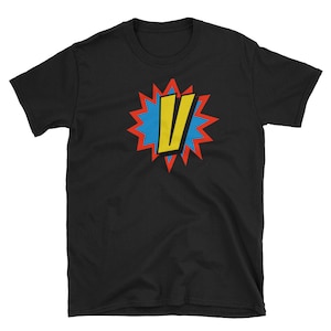 Camisa de super-herói em quadrinhos com letra V personalizada, camiseta, roupas para adultos, designs de camisas, ideias para presentes